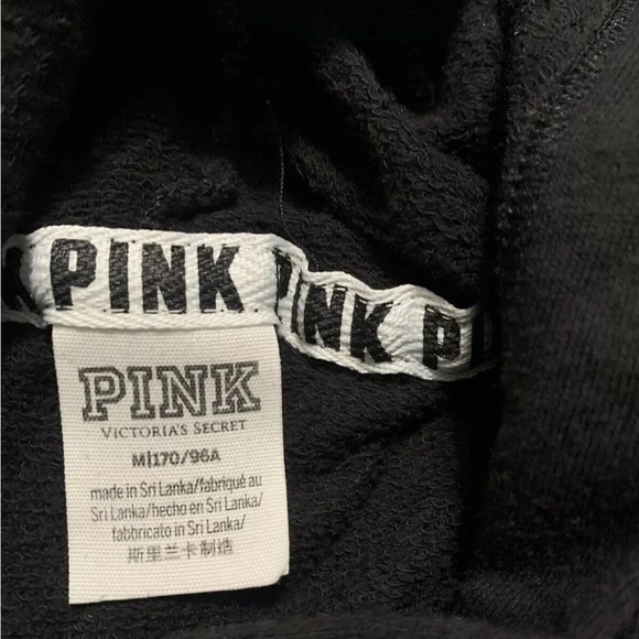 PINK Victoria's Secret Black Hoodie with dog / pup - Picture 6 of 6